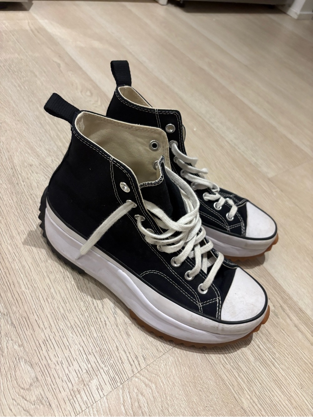 Converse Black and White High-Top Platform Sneakers